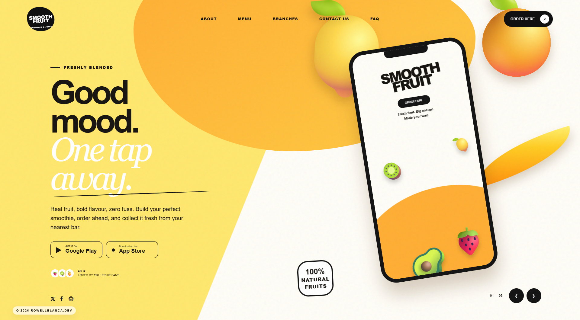 Smooth Fruit — Dynamic Mobile App Landing Experience